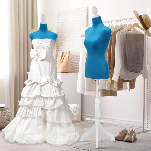 Vista 10 de Maniquí de espuma corporal para mujer, maniquí de espuma de 60 a 67 pulgadas, maniquí de vestido ajustable con base de trípode de madera