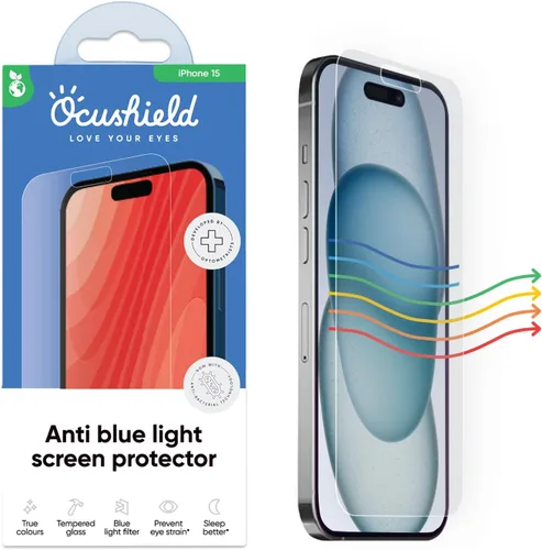 Vista 25 de Ocushield - Protector de pantalla de vidrio templado anti luz azul para iPhone 7 Plus iPhone 8 Plus - Protege tus ojos, reduce las migrañas