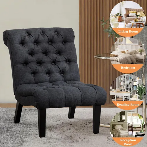 Vista 8 de Alunaune Silla de sala de estar, silla decorativa moderna, tapizada sin brazos, silla de dormitorio, sofá y respaldo de tela, sillón reclinable