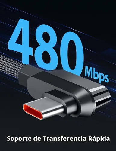 Vista 5 de iMangoo Cable USB C de 6 pies para Xiaomi 120W de carga rápida, 6A tipo C, cable de nailon trenzado de ángulo recto USBC a USB A cargador