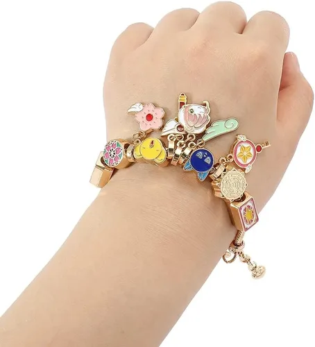 Vista 5 de rongji jewelry Pulsera de dibujos animados de gatito y gato, linda pulsera de metal Kawaii, regalo de cumpleaños y Navidad para dama, hija, nieta