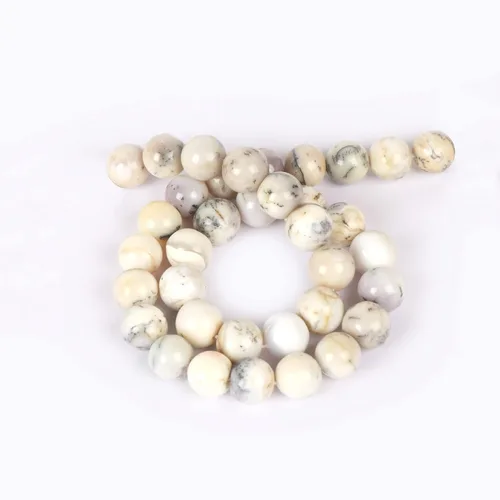 Vista 4 de GEMHUB Cuentas de ópalo natural, ópalo blanco, cuentas de gemas, cuentas de ópalo Feng Shui de buena suerte para hacer pulseras para mujeres