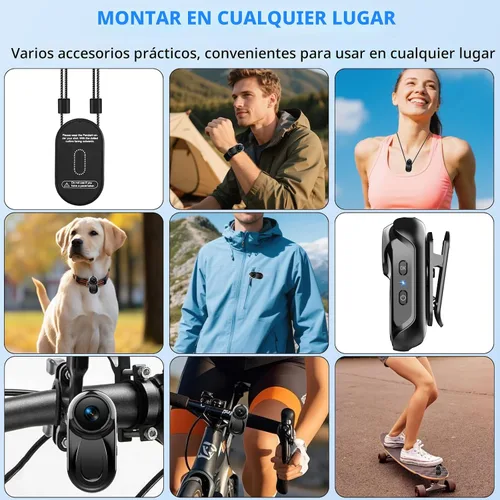 Vista 7 de Mini cámara corporal, cámara de acción de pulgar de 120° gran angular POV portátil con clip magnético/rotación de 360°, cámara de video de grabación