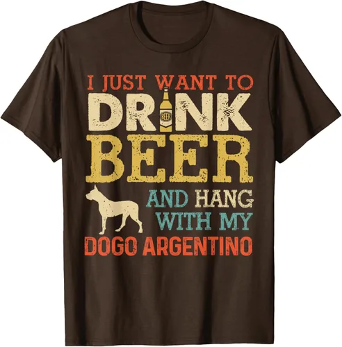 Vista 6 de Dogo Argentino - Camiseta vintage divertida para colgar con perro, Negro