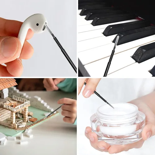 Vista 7 de Eyxformula 200 piezas desechables cepillo aplicador micro, hisopos micro libres de pelusa de precisión para extensiones de pestañas, microhisopos