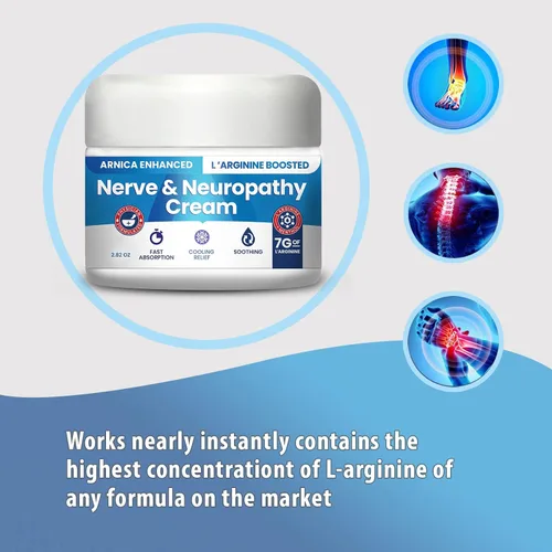Vista 2 de Crema neuropatía árnica mejorada y fórmula potenciada por L'Arginine – Alivio máximo de fuerza para pies, manos, piernas, dedos de los pies incluye