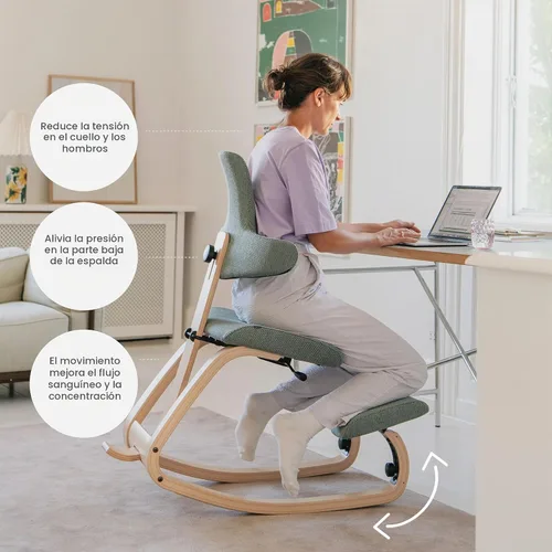 Vista 4 de Varier ThatSit Balans Silla ergonómica ajustable con respaldo, 10 años de garantía limitada, diseñada por Peter Opsvik, color natural/negro