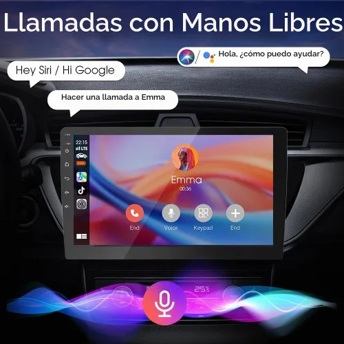 Vista 3 de Haudio - Pantalla de coche de doble din de 10.1 pulgadas, con CarPlay inalámbrico y Android Auto, estéreo de coche con pantalla táctil HD y Mirror