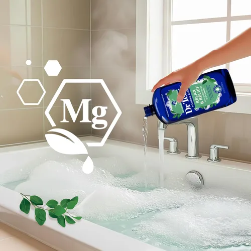 Vista 4 de Dr Teal's Baño de remojo y espuma de sal de Epsom pura, relajación y alivio con eucalipto y menta verde, paquete combinado