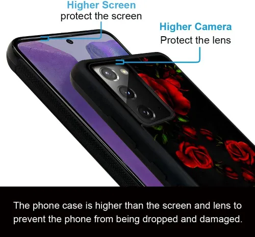 Vista 4 de Funda compatible con Samsung Galaxy Note 20 Ultra, fundas para niñas y mujeres, rosas rojas elegantes flores