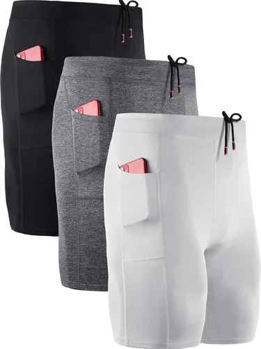 Vista 8 de NELEUS Men's 3 Pack Running Compression Shorts with Pockets