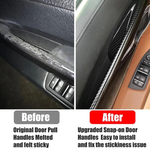 Vista 2 de Jaronx Compatible con cubiertas de tirador de puerta BMW Serie 7, patrón de fibra de carbono fila delantera y trasera 7' F02