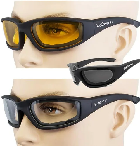 Vista 6 de (3 PCS) Gafas para Montar Motocicleta con Almohadillas de Espuma, Gafas Protectoras con Protección UV Anti-Viento A Prueba de Polvo, Gafas de Sol