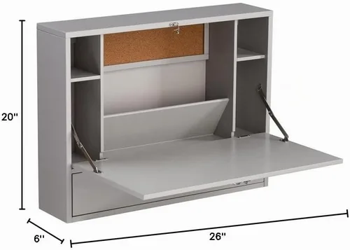 Vista 3 de SEI Furniture Benwick - Escritorio para laptop con montaje en pared, estilo universal, color gris