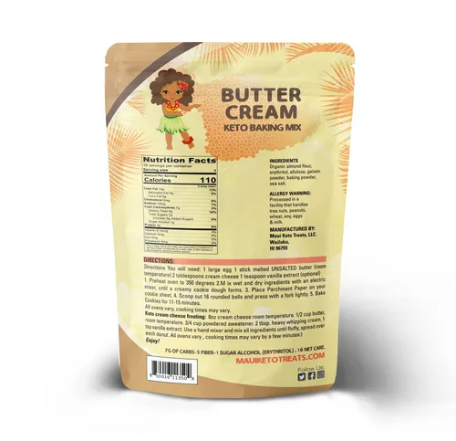 Vista 2 de Maui Keto Treats Mezcla de galletas de crema de mantequilla, sin gluten, baja en carbohidratos, hecha con harina de almendras orgánicas, 12 onzas