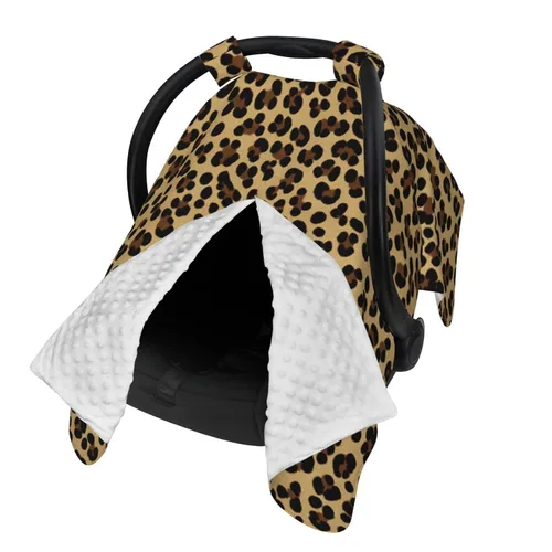Vista 2 de KiuLoam Toldo de asiento de coche con estampado de guepardo de leopardo animal, funda de lactancia materna, elástica, suave, transpirable