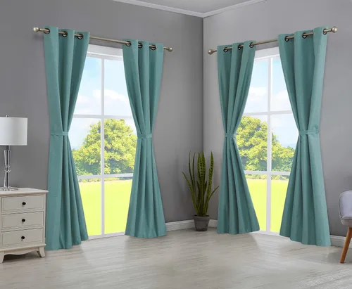 Vista 16 de Creative Home Ideas Cortinas opacas – Paneles de cortina para oscurecer la habitación con alzapaños, cortinas legrae con ojales para ventana Azul