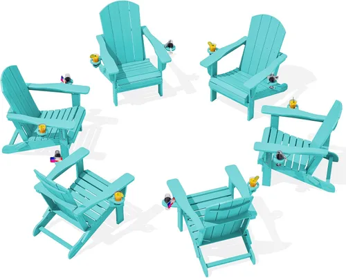 Vista 28 de SERWALL Silla Adirondack plegable, Silla Adirondack HDPE con textura de madera - gris