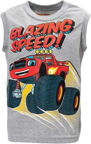Vista 5 de Blaze and the Monster Machines Stripes Zeg - Camiseta sin mangas y pantalones cortos de ciclismo de rizo francés, juego de 3 piezas de niño a niño