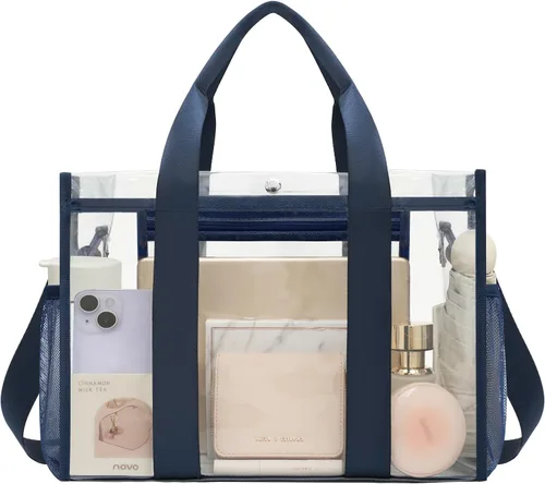 Vista 8 de BAGAIL Bolsa transparente, aprobada para estadios, con bolsillo interior, bolsa de viaje transparente para eventos deportivos, conciertos, trabajo