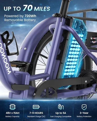Vista 3 de MOONCOOL Electric Tricycle for Adults, 500W/750W Folding Electric Trike for Adults, 20"x3.0" Fat Tire 3 Wheel Electric Bike, Aluminum Frame