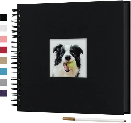 Vista 14 de Álbum de fotos pequeño DIY para manualidades de 8 x 8 pulgadas con foto de portada, 80 páginas, tapa dura, papel para manualidades, álbum de fotos