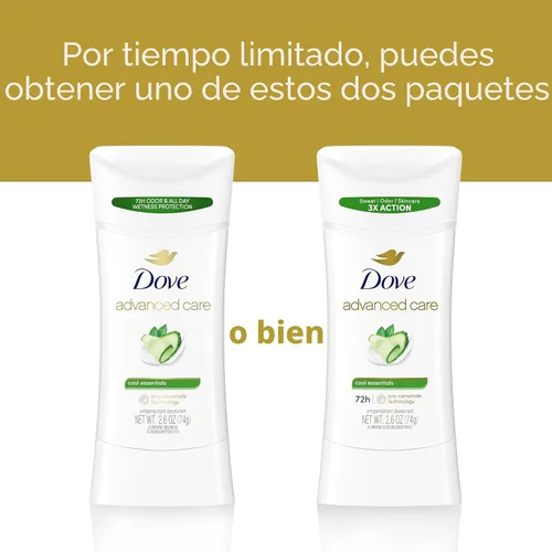 Vista 3 de Dove Advanced Care Anti Deo Stick Cool Essentials Pack de 12 para ayudar a la reparación de la barrera cutánea después del afeitado, control