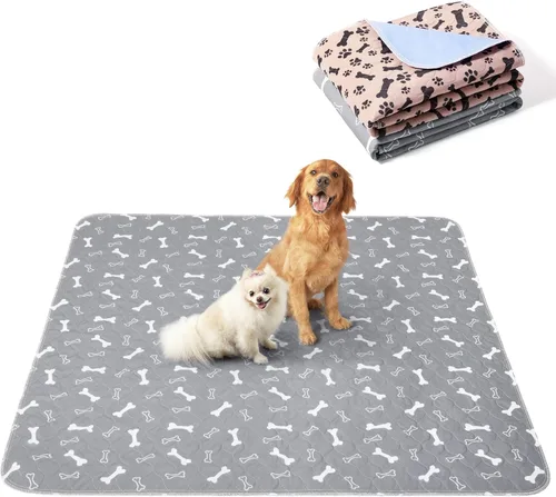 Vista 22 de Eterish Paquete de 2 almohadillas reutilizables y lavables para orina para perros, grandes, extragrandes, 36 x 41 pulgadas, paquete de 2 Beige