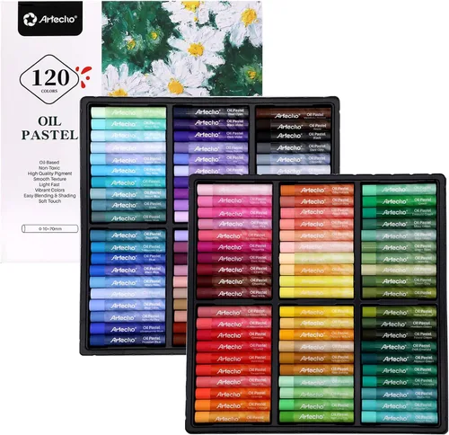 Vista 9 de Artecho Juego de 12 colores pasteles metálicos al óleo suaves para pintura artística, dibujo, mezcla (0.394 x 2.756 in)