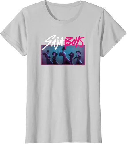 Vista 18 de Camiseta Oficial de KPop Demon Hunters Saja para Niños Negro