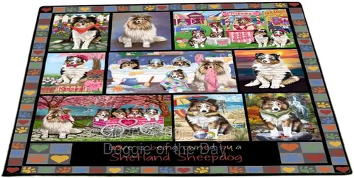 Vista 19 de Doggie of the Day Shetland Sheepdogs Floor Mat - Carnival Kissing Booth - Best Dog Doormat - Protector Decor - Unique Portrait Art - Premium Quality
