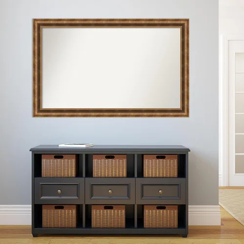 Vista 52 de Amanti Art Espejo de pared personalizado no biselado (25 x 25 pulgadas), marco de bronce acentuado, varios tamaños personalizados, espejo de baño