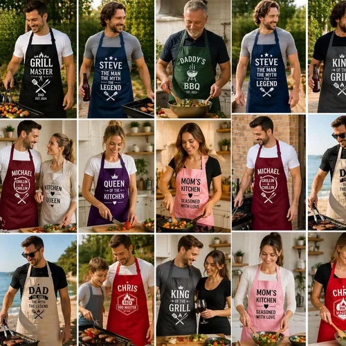 Vista 5 de CRAZYDAISYWORLD Delantales de tamaño estándar con diseño de nombre de texto personalizado unisex