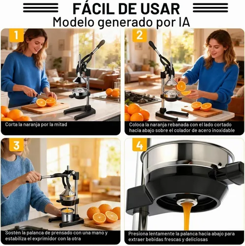 Vista 6 de Exprimidor de Hierro Fundido con Palanca Manual para Frutas Cítricas, Granadas, Pomelo, Exprimidor de Hierro Fundido Resistente, Exprimidor de Limón