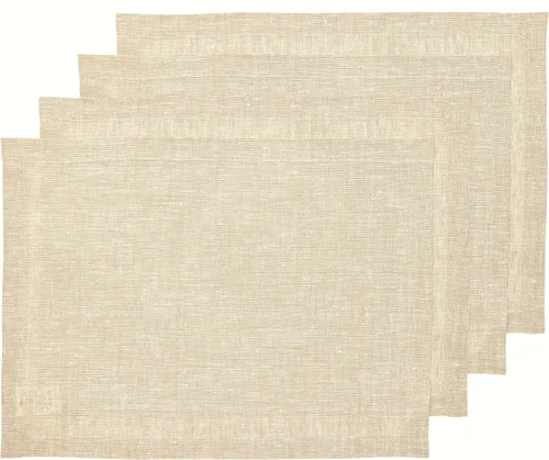 Vista 29 de Solino Home Athena - Juego de 4 manteles individuales cuadrados de lino natural claro de 14 x 14 pulgadas, manteles individuales 100 % lino puro