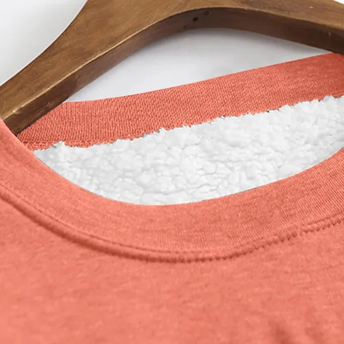 Vista 4 de Stessotudo Sudaderas con forro polar Sherpa para mujer, manga larga, cuello redondo, color liso, tallas grandes, cálidas, para invierno, 2023