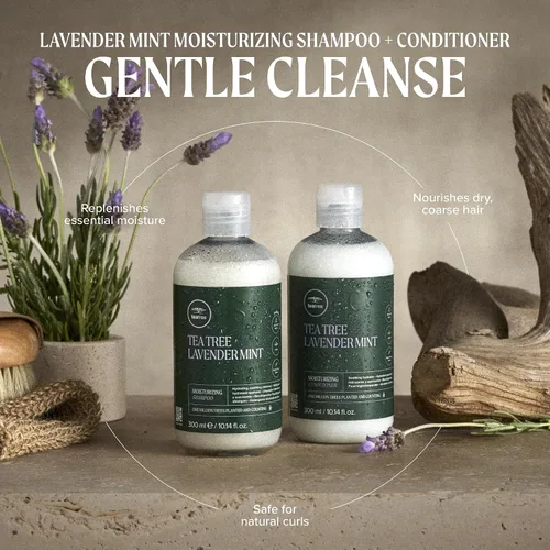 Vista 3 de Champú hidratante de lavanda y menta Tea Tree, hidrata + calma, para cabello grueso y seco