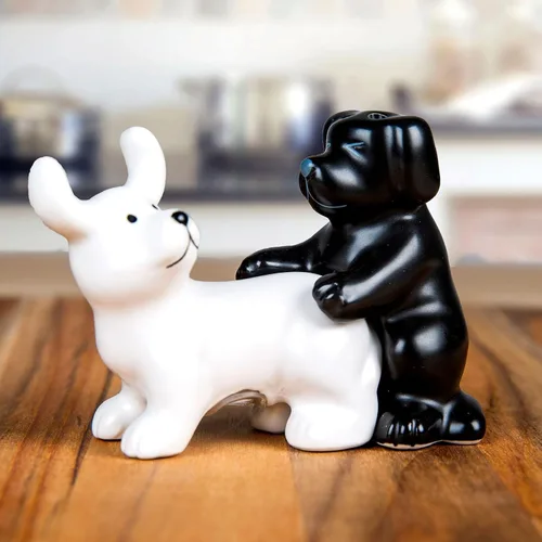 Vista 2 de BigMouth Inc Puppy Pound Salero y Pimentero, Blanco