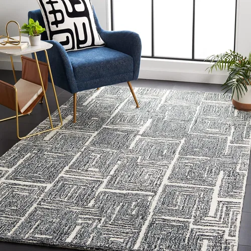 Vista 9 de SAFAVIEH Metro Collection - Alfombra de pasillo de 2 pies 3 pulgadas x 9 pies, color negro y marfil, diseño floral, lana hecha a mano, ideal