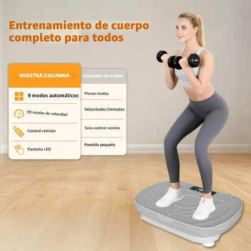 Vista 3 de Homesy Vibration Plate Exercise Machine, Vibrating Plate for Lymphatic Drainage, Full Body Shaking Workout Fitness Platform Board, Sport Gym