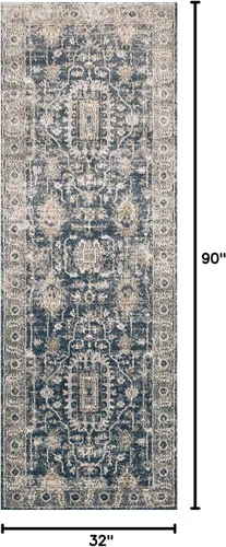 Vista 2 de Loloi Teagan Collection TEA-03 - Alfombra de pasillo de 2 pies y 8 pulgadas x 7 pies y 6 pulgadas, tonos mezclilla y guijarro (Denim/Pebble)
