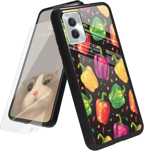 Vista 36 de Funda para Motorola Moto G Play 4G 2024 con protector de pantalla, parte trasera de vidrio templado + funda de silicona suave TPU absorción