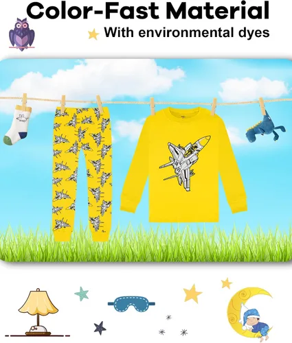 Vista 7 de Pijama para niños de 4 piezas, 100% algodón, talla 18 meses a 12 años