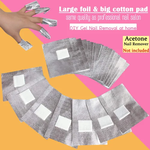 Vista 2 de MIILYE Envolturas de papel de aluminio para quitar esmalte de uñas, 100