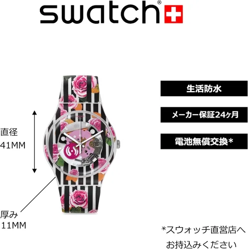 Vista 4 de Swatch Rose Explosion Reloj de Cuarzo Unisex 1.614 in, Rosa, Tira, Rosado, Strip