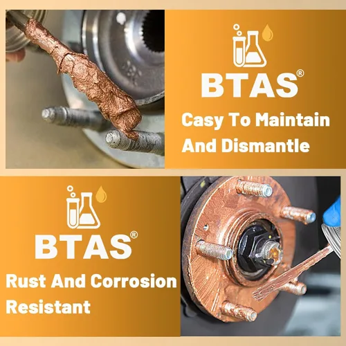 Vista 3 de BTAS Lubricante de grasa antiagarrotamiento de cobre de alta temperatura nunca antiapoderarse compuesto para pernos de bujía 8 oz