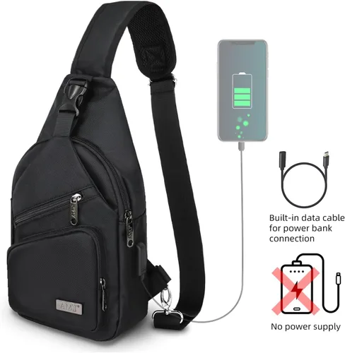 Vista 8 de AMJ Bolso cruzado tipo bandolera para hombres y mujeres, mochila de hombro casual, mochila de pecho tipo morral para senderismo y viajes