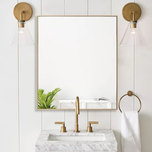 Vista 29 de 24x24 Inch Black Bathroom Mirror for Wall, Aluminum Frame Rectangle Rectangular Vanity Mirror, Modern Large for Bedroom, Living Room, Horizontal or