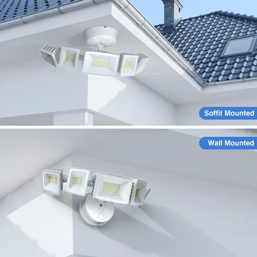 Vista 9 de Luz de inundación LED para exteriores de 120 W, luces de seguridad exteriores de 5 cabezales, 6500 K súper brillante, resistente al agua, IP65
