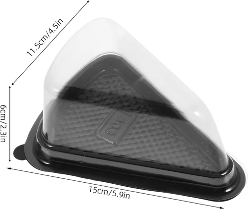 Vista 4 de KICHOUSE 10 piezas de caja de mousse triangular de plástico con tapa transparente, recipiente de pastel reutilizable de grado alimenticio